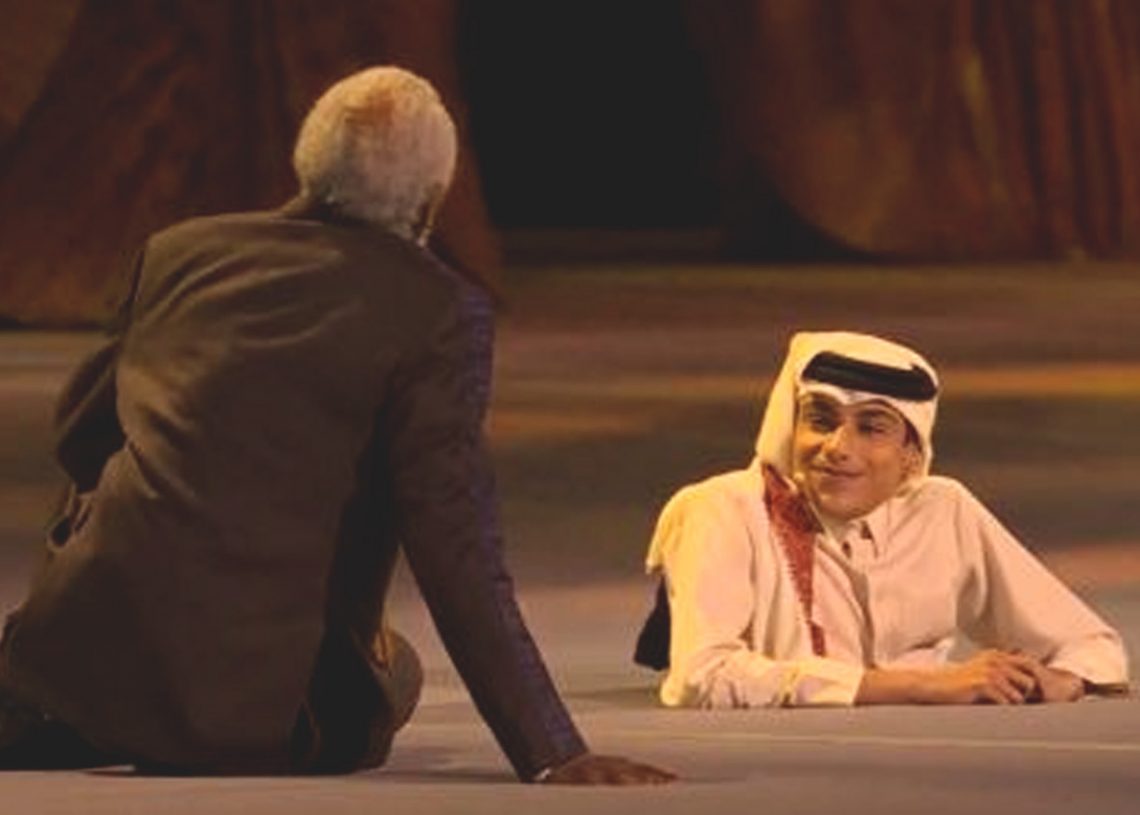 Ghanim Al Muftah bersama Morgan Freeman membawa pesan persatuan.(net)