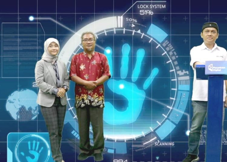 CEO Ngalup Collaborative Network , Andina Paramita (kiri), Corporate Secretary TV9, Sururi Arumbani dan Yoyok Nurhadi, Ketua Majlis Taklim XL Axiata area East saat peresmian Pesantren Digital Pelatihan Youtube Creator dan Web Design di Surabaya, Senin.(ist)
