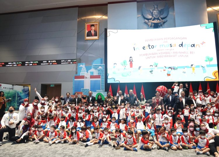 Siswa TK jadi tamu pertama pembukaan kembali  Main Hall BEI.(ist)