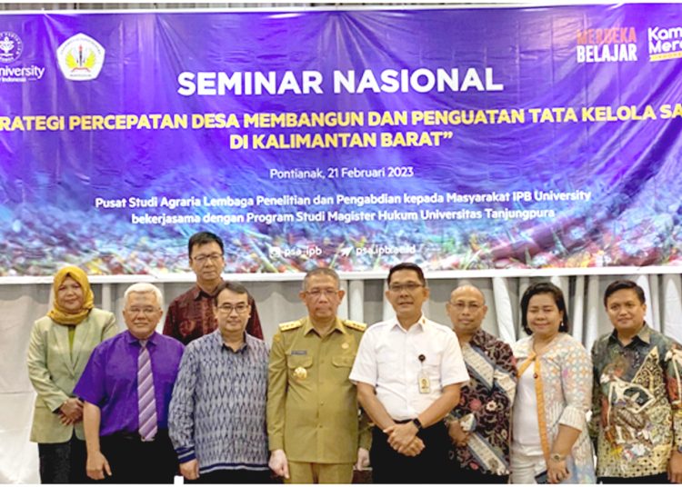 Gubernur Kalbar, H. Sutarmidji (tengah) foto bersama Wakil Rektor IPB University, Prof Ernan Rustiadi dan Abetgeno Tarigan, Deputi II Kepala Staf Presiden serta Tim Studi dan Pembicara Seminar Nasional.(ist)