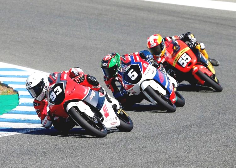 Fadillah Arbi Aditama (nomor 93) beraksi pada FIM JuniorGP di Circuito de Jerez – Angel Nieto, Spanyol, Minggu.(ist)