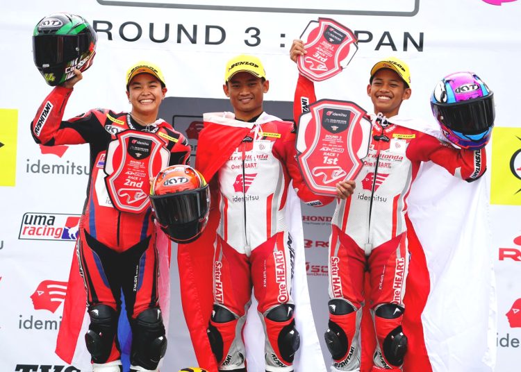 Pebalap muda Asatra Honda Racing Team (AHRT) dominasi podium di Asia Road Racing Championship (ARRC), Jepang.(ist)