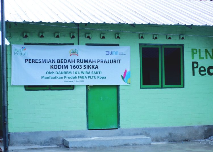 Rumah Prajurit TNI Kodim 1603 Sikka, Nusa Tenggara Timur yang dibangun dengan menggunakan FABA dari PLTU Ropa.(ist)