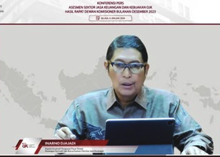 Inarno Djajadi, Kepala Eksekutif Pengawas Pasar Modal, Keuangan Derivatif dan Bursa Karbon OJK, dalam konferensi pers yang digelar secara virtual, Selasa.(youtube ojk)