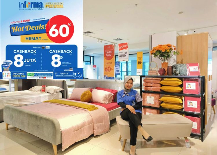Informa Aneka Pavilion Pontianak, Kalbar menawarkan promo hingga 60 persen.(ist)