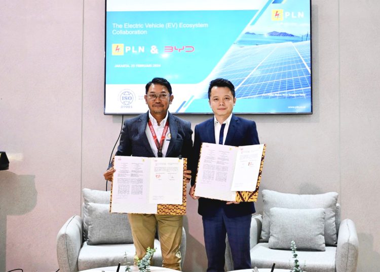 Kerja sama PLN dengan manufaktur kendaraan listrik untuk penyediaan layanan home charging  PT BYD Motor Indonesia.(ist)