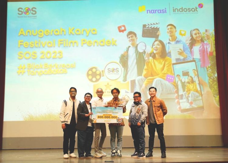 Anugerah SOS 2023 : Indosat Ooredoo Hutchison (Indosat atau IOH) menggelar ajang Anugerah Karya Festival Film Pendek Save Our Socmed (SOS) 2023 yang menjadi puncak rangkaian program SOS dan kampanye anti hate speech  #BijakBerkreasiTanpaBatas yang digelar sejak Oktober 2023 lalu. (ist)