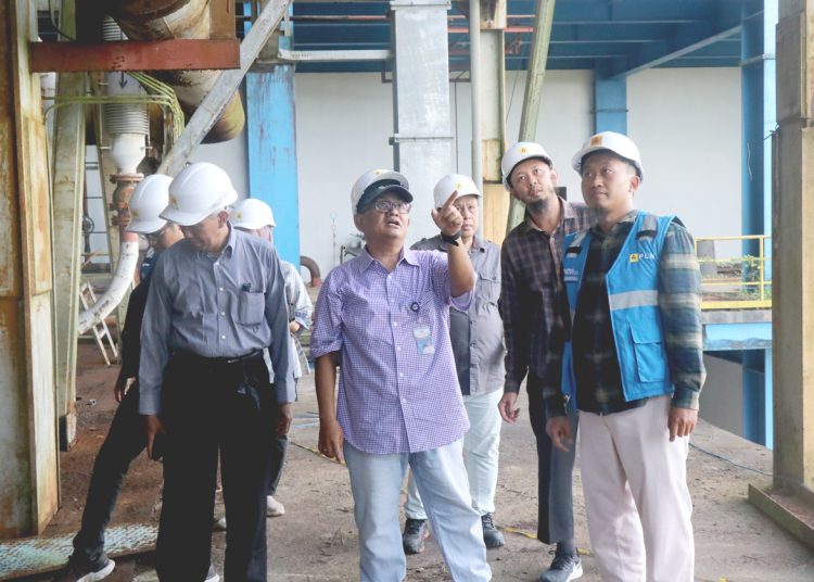 Kepala Perwakilan BPKP Provinsi Kalimantan Barat Rudy M. Harahap didampingi oleh Koordinator Pengawasan Bidang Akuntan Negara (AN) Toteng mengobservasi pembangunan PLTU 1 Kalbar yang mangkrak di Kecamatan Jongkat, Kabupaten Mempawah, Rabu. (ist)