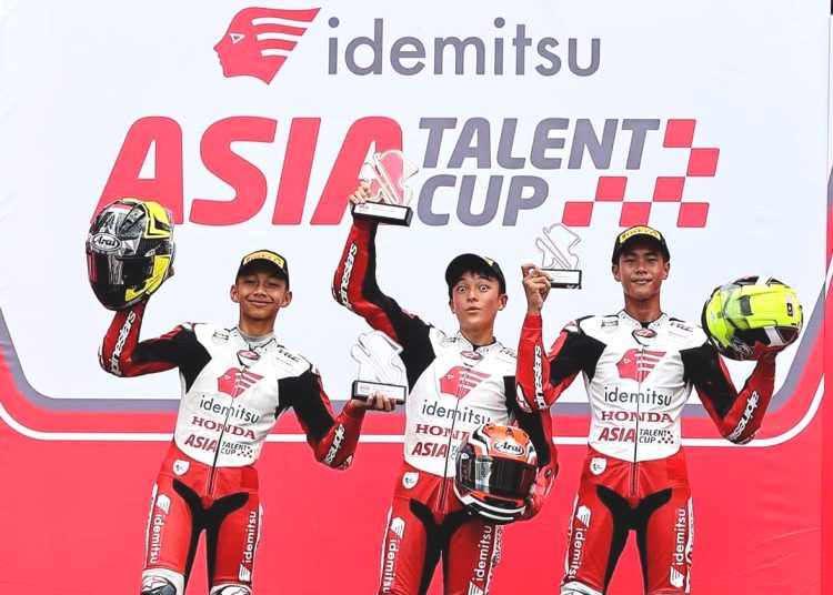 Pebalap binaan PT Astra Honda Motor (AHM) meraih podium pada race ke dua Idemitsu Asia Talent Cup (IATC) 2024 seri ke dua di Sepang International Circuit, Malaysia, Sabtu. (ist)