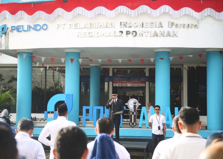 Insan Pelindo Grup di lingkungan Regional 2 Pontianak memperingati Proklamasi Kemerdekaan RI Ke-79, Sabtu.(ist)