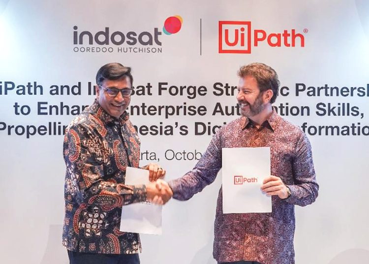 UiPath, penyedia solusi otomatisasi dan AI B2B terkemuka di dunia, mengumumkan kemitraan dengan Indosat untuk membekali 100 ribu  talenta digital di Indonesia dengan kemampuan otomatisasi (Enterprise Automation) hingga tahun 2027.(ist)
