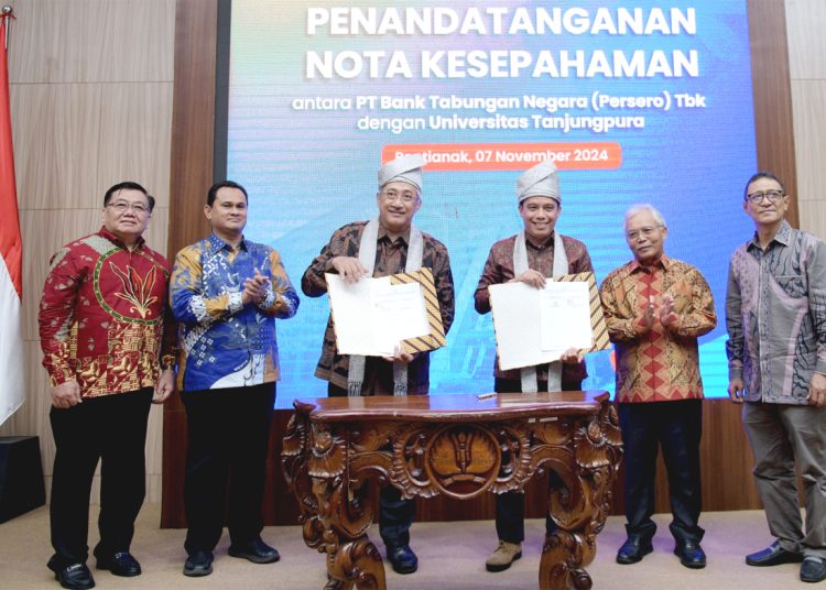 BTN memperkuat komitmennya dalam pengembangan pendidikan tinggi melalui penandatanganan kerja sama strategis dengan Universitas Tanjungpura (UNTAN) Pontianak, Kalimantan Barat, Kamis. (ist)