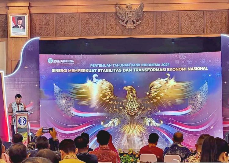David Sipahutar, Deputi Kepala Perwakilan Bank Indonesia Provinsi Kalimantan Barat saat acara Pertemuan Tahunan Bank Indonesia (PTBI) di Pontianak, Jumat.