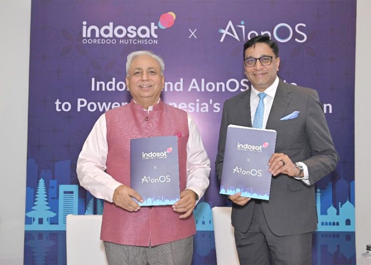 Indosat dan AIonOS secara resmi menandatangani Nota Kesepahaman (MoU) untuk mentransformasi ekosistem kecerdasan artifisial (AI) di Indonesia. (ist)