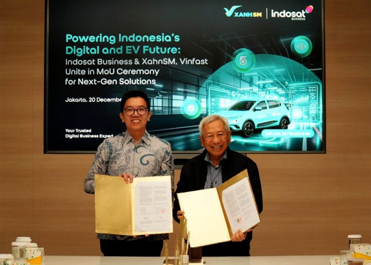 Indosat Business mengumumkan kerjasama strategis dengan Xanh SM, pelopor kendaraan listrik asal Vietnam.(ist)
