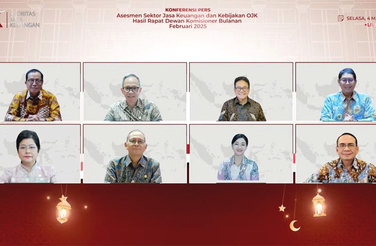 Konferensi pers asesment sektor jasa keuangan dan kebijakan OJK, Hasil Rapat Dewan Komisioner Bulanan Februari 2025 yang digelar secara daring, Selasa 4 Maret 2025.(ist)