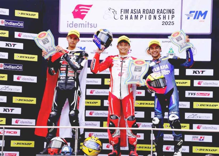 Pebalap Astra Honda Racing Team (AHRT) meraih podium dan poin penting dalam mengamankan puncak klasemen Gelaran Asia Road Racing Championship (ARRC) 2025 di Sepang International Circuit. (ist)