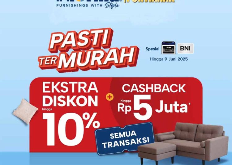 Informa memberikan penawaran Pasti Termurah ditambah lagi dengan ekstra diskon. Promo ini berlaku di semua toko Informa, termasuk Informa Aneka Pavilion Pontianak, Kalimantan Barat dan berlaku hingga 25 Juni 2025. (ist)