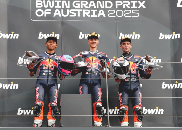 Veda Ega Pratama meraih back to back podium kedua yang diraih pada ajang Redbull MotoGP Rookies Cup (RBRC) putaran Austria.(ist)