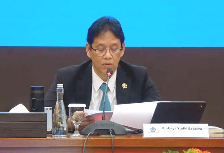 Menteri Keuangan Purbaya Yudhi Sadewa dalam Konferensi pers Komite Stabilitas Sistem Keuangan (KSSK) 1 tahun 2026 di Kantor Kementerian Keuangan, Jakarta, Selasa.(yutub)
