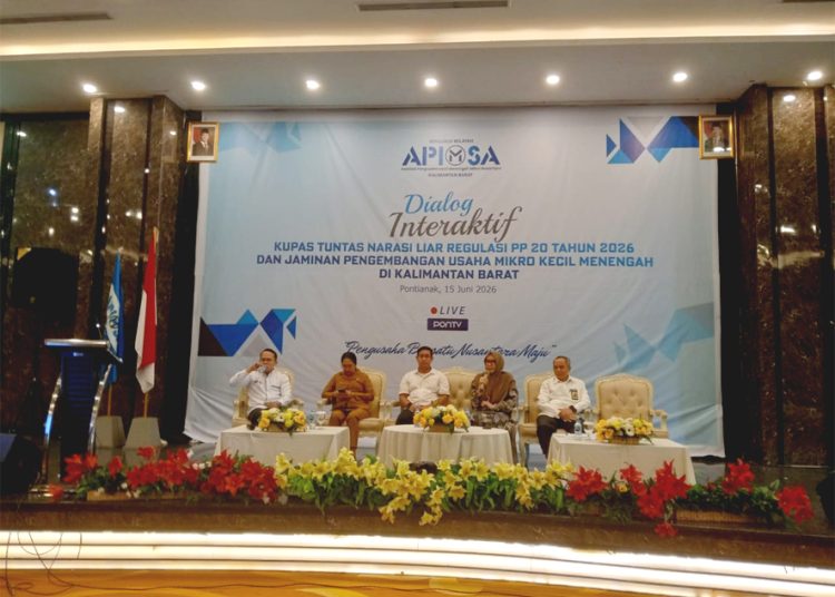 Dialog Interaktif Kupas Tuntas Narasi Liar Regulasi PP 20 Tahun 2026 dan Jaminan Pengembangan Usaha Mikro Kecil Menengah di Kalimantan Barat di Pontianak yang digelar oleh Pengurus Wilayah Asosiasi Pengusaha Kecil Menengah Mikro Nusantara (APIMSA) Kalimantan Barat di Pontianak. (ist)