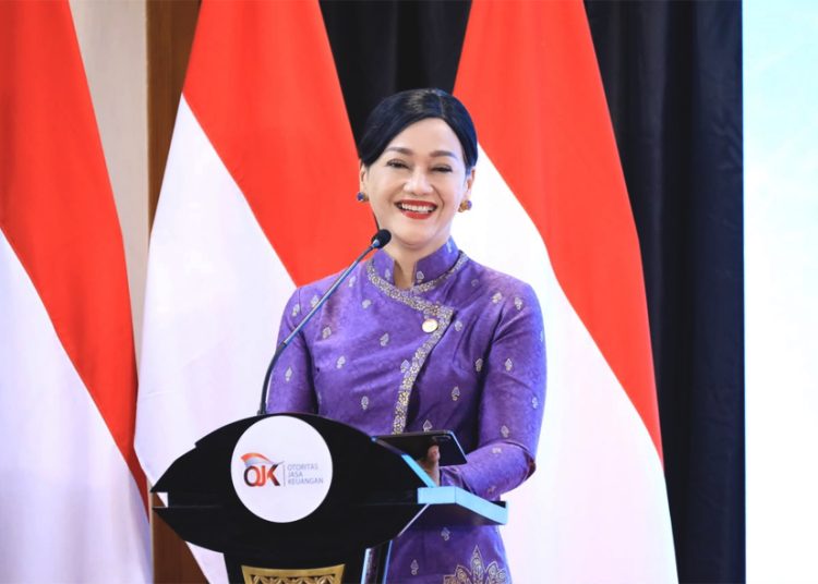 Ketua Dewan Komisioner OJK Friderica Widyasari Dewi saat peluncurkan Optimalisasi SLIK di Jakarta, Senin. (ist)
