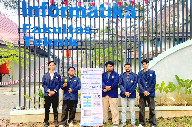 Tim mahasiswa Untan Pontianak melakukan inovasi dengan mengembangkan Wall-Inspect, alat deteksi retakan dinding berbasis AI. (ist)
