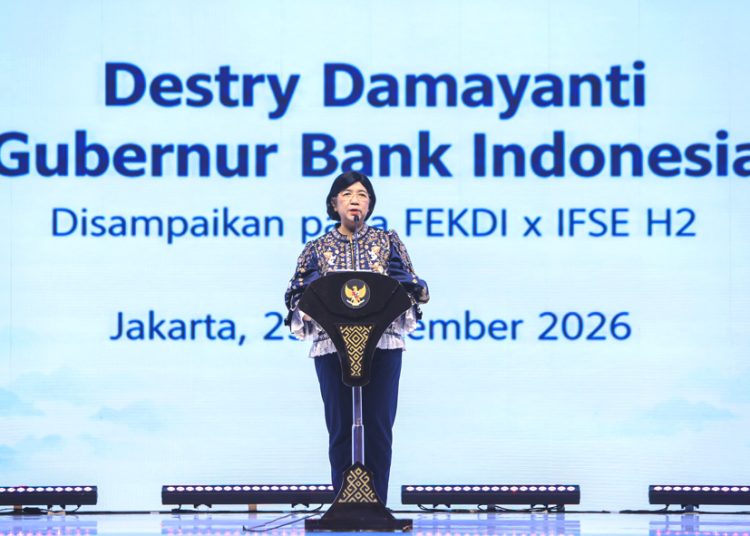 Gubernur Bank Indonesia Destry Damayanti saat membuka High Level Talk bertema Sinergi Kebijakan untuk Mengakselerasi Transformasi Ekonomi dan Keuangan Digital. (ist)