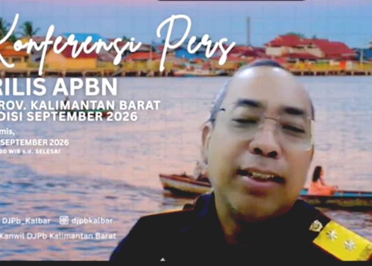Kepala Kanwil DJBC Kalimantan Bagian Barat (Kalbagbar), Budi Harjanto saat konferensi pers APBN Kalimantan Barat edisi September 2026 secara daring, Kamis. (yutub)