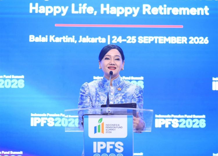 Ketua Dewan Komisioner OJK Friderica Widyasari Dewi dalam penutupan IPFS di Jakarta, Jumat yang merupakan bagian dari rangkaian Bulan Dana Pensiun 2026. (ist)
