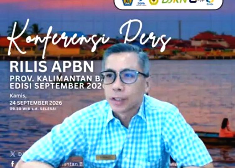 Kepala Kantor Wilayah Direktorat Jenderal Perbendaharaan (DJPb) Provinsi Kalimantan Barat, Rahmat Mulyono dalam konferensi pers APBN Kalimantan Barat edisi September 2026 secara daring, Kamis. (mb)